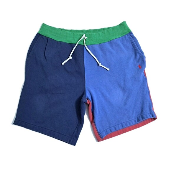 Polo Ralph Lauren Men's 2XL Colorblock Fleece Sweat Shorts Red Blue Yellow Gym - Picture 1 of 9